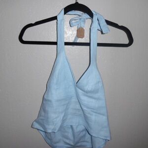 Handmade Sky Blue Halter Top